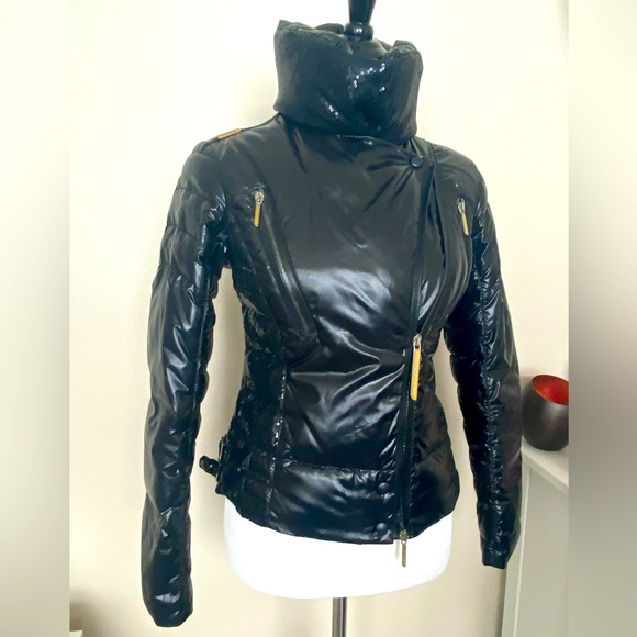 $1000 Designer CBYWhite Black Puffer Sequined Jacket Sz 40 XS-S